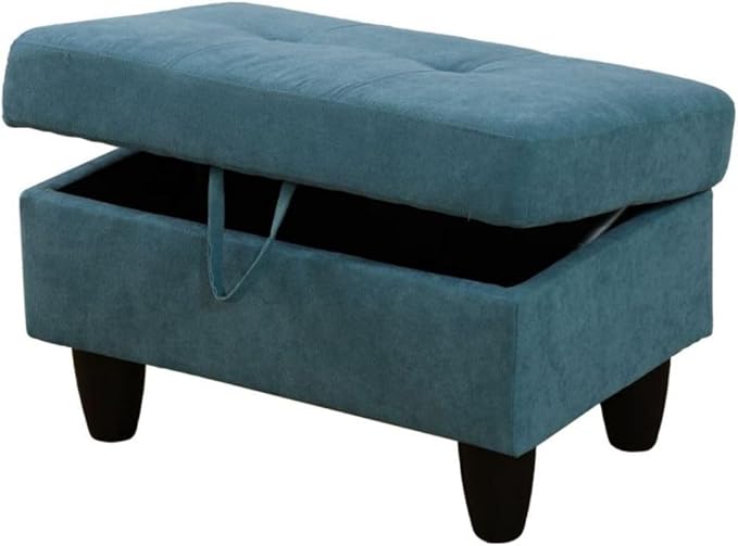 Ottoman Storage Ottoman Bench Flannel Footrest Footstool with Hinged Lid for Living Room, Bedroom, Entryway, Green, 28.5"X19"X17.5"