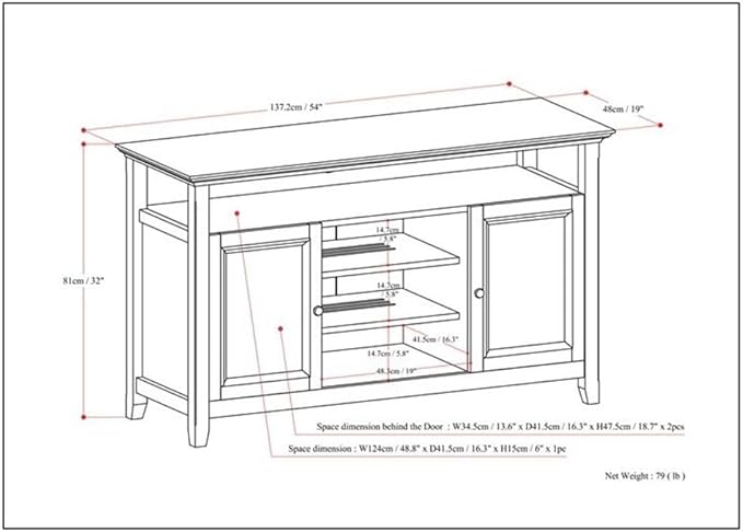 SIMPLIHOME Amherst 54-inch Wide Solid Wood TV Stand in Rustic Natural Aged Brown, Transitional-Style Media Console for Living Room with Adjustable Shelves and Cable Management