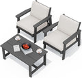 SERWALL HDPE Outdoor Couch, Grey Frame and Khaki Cushion
