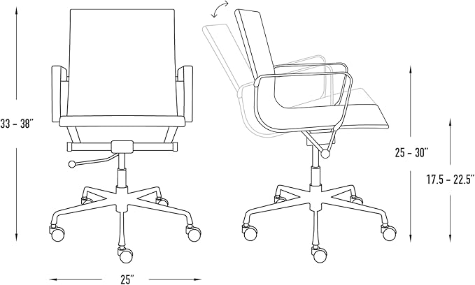 Laura Davidson Furniture SOHO II Ribbed Office Chair - Mid Back Desk Chair, Ergonomically Designed with Arm Rest & Swivel, Made of Faux Leather, Sand with Black Frame, Computer Chair