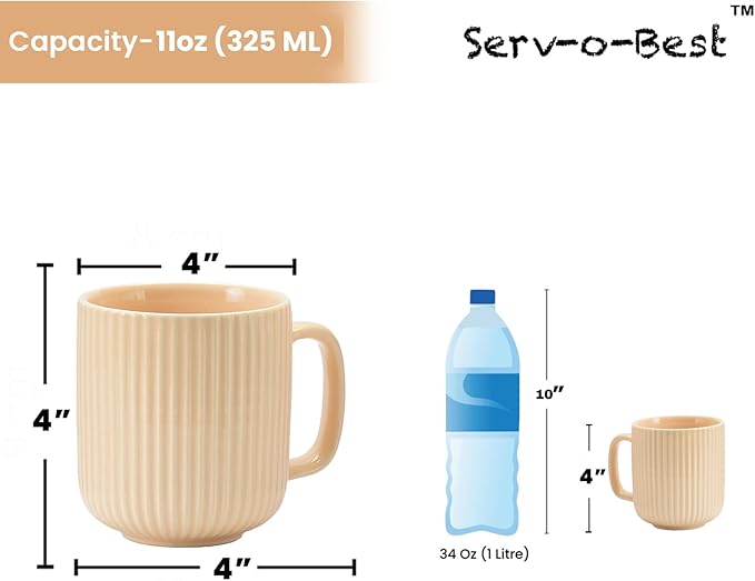 Servo Best Handmade Cermaic Coffee Mug set of 6, Capacity of Ceramic Cup 11 Oz, Coffee Lover, Ideal Gift for Thanksgiving, Home décor, Microwavable & Dishwasher Safe - Pack of 6 Multicolor