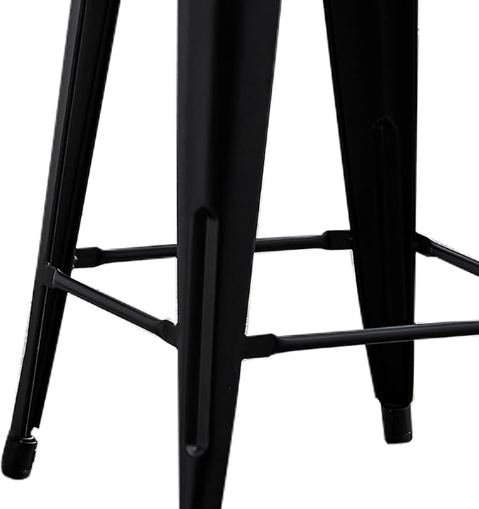 AC Pacific 24” Metal Backless Barstool Set of 2 – Country Rustic Style, Lightweight & Sturdy Build, Easy Assembly – Matte Black Finish