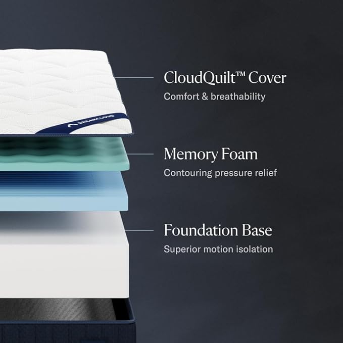 DreamCloud Classic 12" California King Mattress - Memory Foam (New Version) - 365 Night Trial - Fiberglass Free - Forever Warranty - Mattress in a Box - CertiPUR-US® Certified