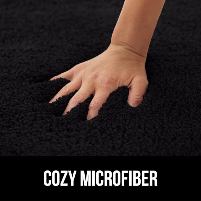 GORILLA GRIP Bathroom Rugs, 60x24, Ultra Soft Absorbent Mat, Thick Plush Bath Rug, Machine Washable, Microfiber Quick Dry, Mats for Shower, Bathtub and Floor, Home Decor Accessories, Black