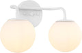 JONATHAN Y JYL3535D Louis Parisian Globe 15" 2-Light Metal/Frosted Glass Modern Contemporary LED Vanity Light Midcentury, Glam, Transitional, Bathroom, Powder Room, Dressing Room, Bedroom, White