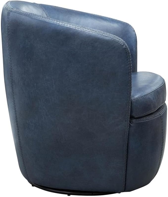 Pemberly Row Set of 2 Vintage Navy All Italian Leather Swivel Club Chair