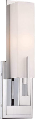 Possini Euro Design Midtown Modern Wall Mount Light Sconce Chrome Hardwired 15" High Fixture Rectangular Opal White Glass for Bedroom Bathroom Bedside Living Room Home Hallway Dining Kitchen