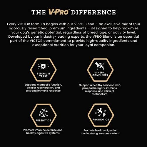 VICTOR Super Premium Dog Food – Performance Dry Dog Food from Beef, Chicken and Pork Meal – 26% Protein for Active Adult Dogs – Includes Glucosamine and Chondroitin for Hip and Joint Health, 5lbs