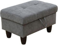 Ottoman Storage Ottoman Bench Flannel Footrest Footstool with Hinged Lid for Living Room, Bedroom, Entryway, Dark Grey, 28.5"X19"X17.5"