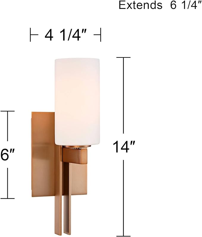Possini Euro Design Ludlow Modern Wall Light Sconces Set of 2 Burnished Brass Gold Hardwired 4 1/2" Fixture Frosted White Glass Shade for Bedroom Bathroom Vanity Living Room Home Hallway Dining
