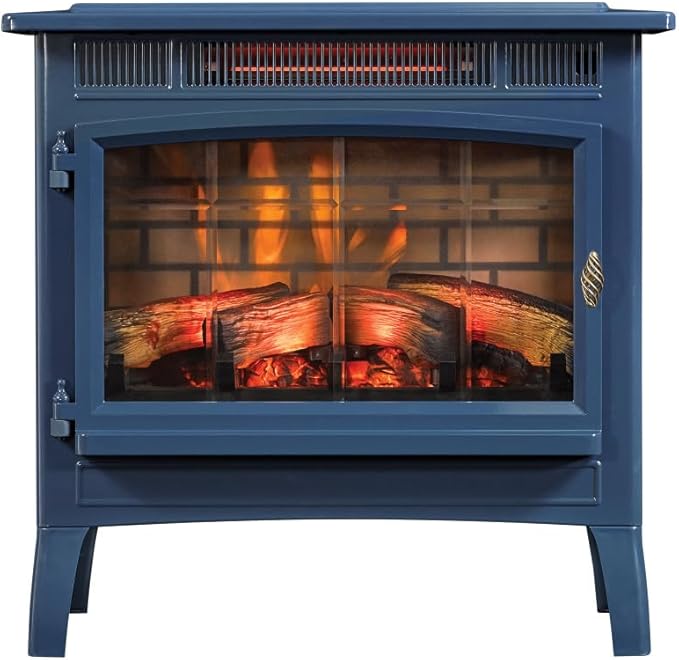 duraflame Freestanding Electric Fireplace Stove Heater with 3D Flame Effect for 1,000 Sq. Ft. Room, Navy