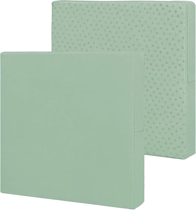 Easy-Going Waterproof Patio Cushion Covers 24x22x4 inch 2 Pack Replacement Non-Slip Outdoor Seat Cushion Slipcover with Zipper. Greyish Green