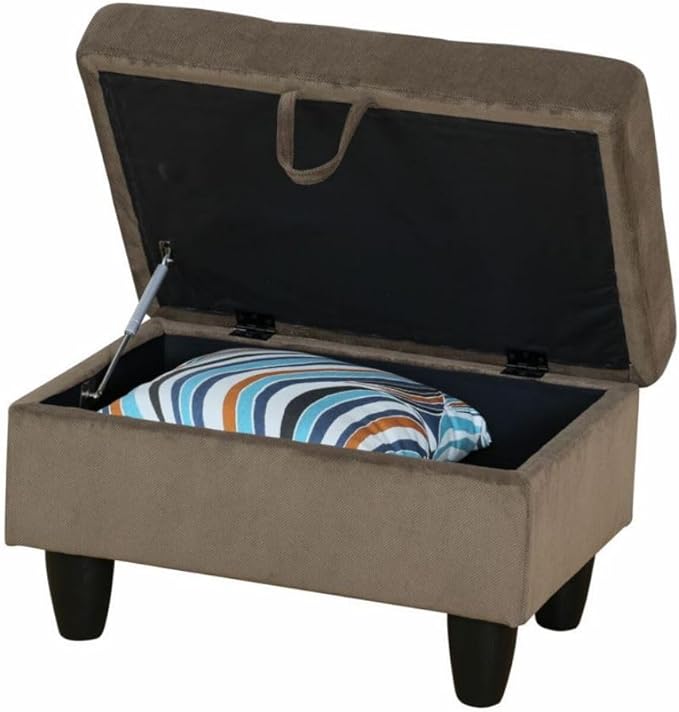 Ottoman Storage Ottoman Bench Corduroy Footrest Footstool with Hinged Lid for Living Room, Bedroom, Entryway, Brown, 28.5"X19"X17.5"