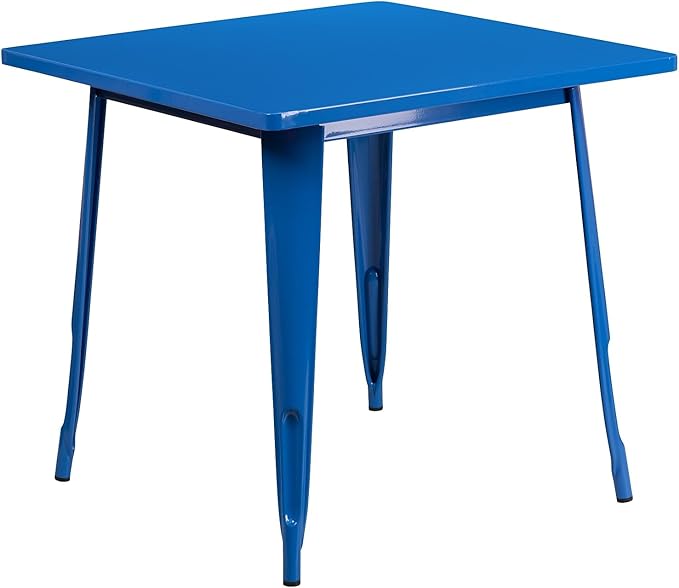 Flash Furniture Felix Commercial Grade 31.5" Square Blue Metal Indoor-Outdoor Table