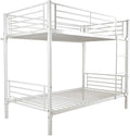 Karl Home White Bunk Bed Twin Over Twin, Metal Bunk Bed with Built-in Ladder and Safety Guardrail, Space-Saving Bunk Beds for Kids, Teens & Adults, No Box Spring