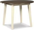 Signature Design by Ashley Woodanville Cottage 40" Round Drop Leaf Dining Table, Cream & Brown