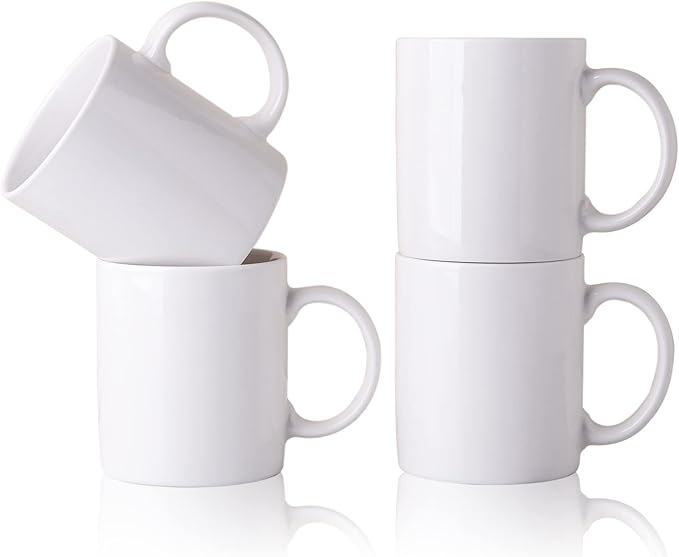 GBHOME 12 OZ Off White Coffee Mugs, Ceramic Coffee Mugs with Large Handle for Man, Woman, Dad, Mom, Light Weight Mugs Set for Latte/Cappuccino/Cocoa/Milk, Dishwasher & Microwave Safe, 4PCS