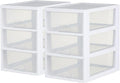 Sterilite 6-Pack 6 Quart Stacking Drawer, Clear Storage Closet Organizer, White Frame - Stackable Modular Plastic Drawers for Clothes, Accessories, Craft Supplies, Shoes or Linens