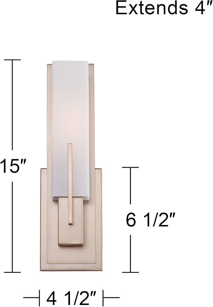 Possini Euro Design Midtown Modern Wall Light Sconces Set of 2 Burnished Brass Gold Hardwired 4 1/2" Fixture White Glass Shade for Bedroom Bathroom Vanity Living Room Home Hallway Dining Kitchen