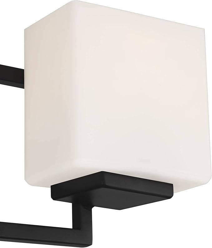 Possini Euro Design Lighting on The Square Modern Wall Mount Light Matte Black Aluminum Hardwired 37" 5-Light Fixture Opal Glass Shade for Bathroom Vanity Mirror House Living Room Home Hallway