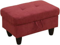 Ottoman Storage Ottoman Bench Flannel Footrest Footstool with Hinged Lid for Living Room, Bedroom, Entryway, Red, 28.5"X19"X17.5"