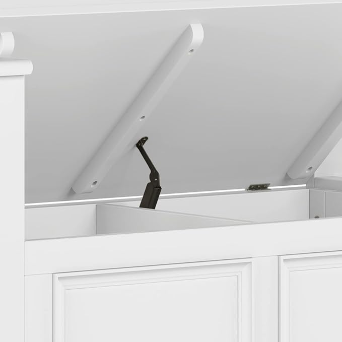 SIMPLIHOME Amherst Entryway Storage Bench - 36 inch Wide Solid Wood Small Hallway Seat in White, Transitional Bench for Entryway or Living Room with Lift-Up Lid and Compact Storage