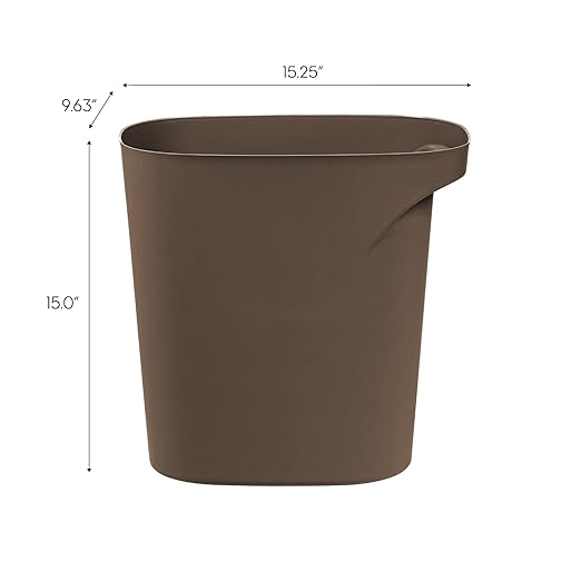 IRIS USA Small Trash Can Wastebasket with Handle, 6 Gallon / 24 Quart, 3-Pack, for Bathroom, Office, Bedroom, Under Sink, Kitchen, Garbage - Brown
