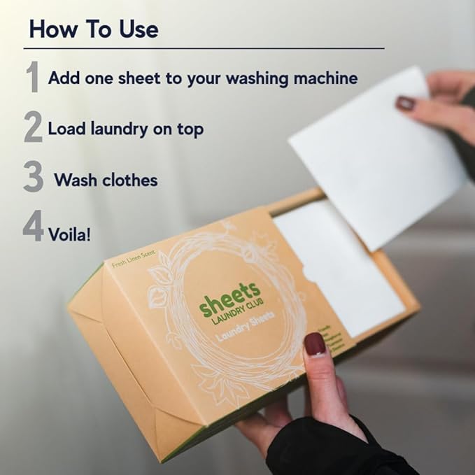 Sheets Laundry Club - Liquidless Laundry Detergent Sheets, 100 Loads - Lavender Scent, Eco-Friendly, Quick-Dissolving Formula, Hypoallergenic, Septic Safe, Plastic-Free Packaging - 50 Sheets