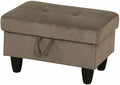 Ottoman Storage Ottoman Bench Corduroy Footrest Footstool with Hinged Lid for Living Room, Bedroom, Entryway, Brown, 28.5"X19"X17.5"