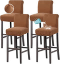 H.VERSAILTEX 100% Waterproof Bar Stool Cover Stretch Counter Stool Pub Chair Slipcover for Dining Room Removable Soft Thick Solid Fleece Fabric Bar Stool Slipcovers Set of 4, Camel