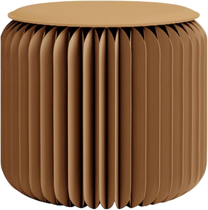 Folding Stool - 12Inch Home Furniture 660lb Load Capacity Foldable Paper Stool - Eco-Friendly Kraft Paper Honeycomb Design,Foldable to 1.2",Brown Modern Minimalist Stool for Living Room(Brown)