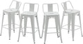 HAOBO Home Modern Industrial Metal Stool [Set of 4] for Indoor/Outdoor Dining Chair (24", Low Back White)