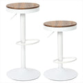 Kidol & Shellder White Bar Stools Set of 6 Adjustable Swivel Backless Barstools Modern Round Counter Height Stools Wooden Seat Armless Bar Chairs for Kitchen Island, Cafe, Dining Room