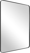 ANDY STAR Wall Mirror for Bathroom, 24x36 Inch Black Bathroom Mirror, Stainless Steel Metal Frame with Rounded Corner, Rectangle Glass Panel Wall Mounted Mirror Decorative for Bathroom