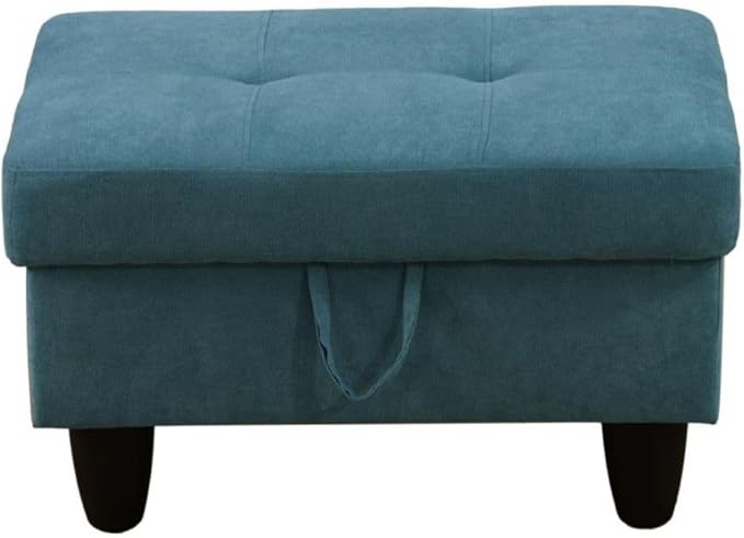 Ottoman Storage Ottoman Bench Flannel Footrest Footstool with Hinged Lid for Living Room, Bedroom, Entryway, Green, 28.5"X19"X17.5"