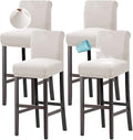 H.VERSAILTEX 100% Waterproof Bar Stool Cover Stretch Counter Stool Pub Chair Slipcover for Dining Room Removable Soft Thick Solid Fleece Fabric Bar Stool Slipcovers Set of 4, Ivory