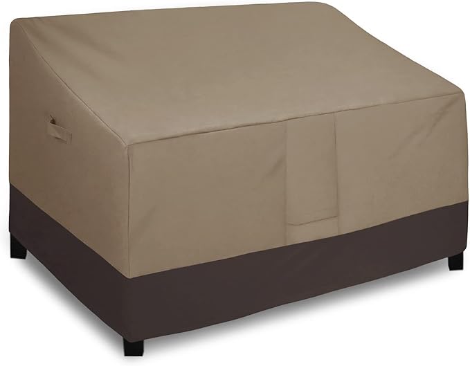 Easy-Going Waterproof Outdoor Loveseat, Heavy Duty Deep 2-Seater Patio Couch, Windproof Outdoor Furniture Cover with Air Vent (58Wx40Dx31H inch, Camel/Dark Brown)