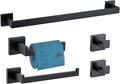 Bathroom Hardware Set Bathroom Accessories Set SUS304 Towel Bar Set Includes Towel Bar Inch+Towel Holder+Toilet Paper Holder+Towel Hook (5, Matte Black)