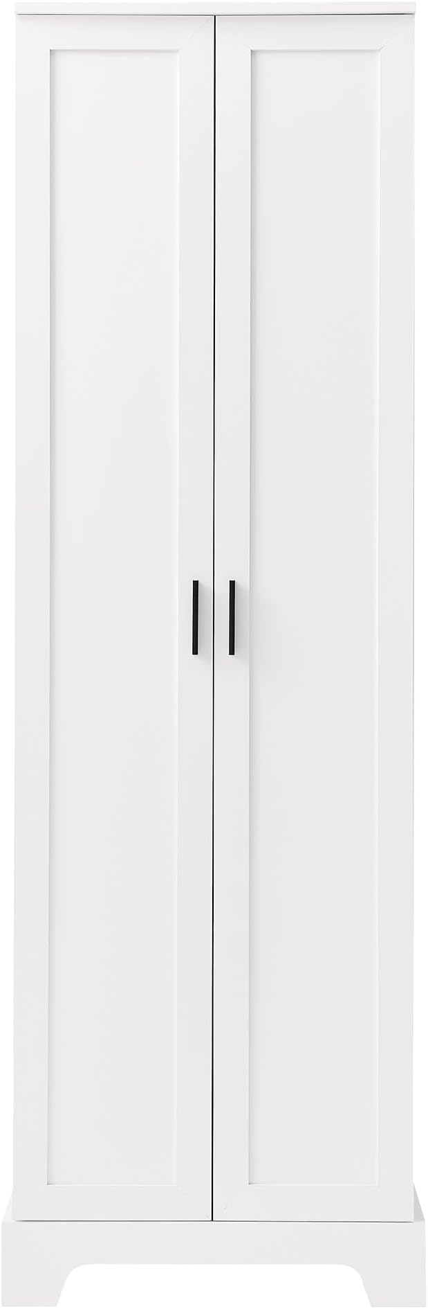 Tall Storage Cabinet, Bathroom Floor Freestanding Storage Cabinet with 2 Doors, 5 Shelves, and Adjustable Shelves for Bathroom, Office, Living Room, White