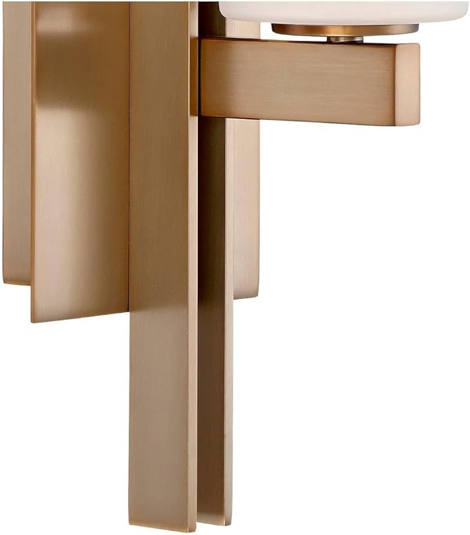 Possini Euro Design Ludlow Modern Wall Light Sconces Set of 2 Burnished Brass Gold Hardwired 4 1/2" Fixture Frosted White Glass Shade for Bedroom Bathroom Vanity Living Room Home Hallway Dining