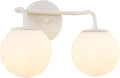 JONATHAN Y JYL3535C Louis Parisian Globe 15" 2-Light Metal/Frosted Glass Modern Contemporary LED Vanity Light Midcentury, Glam, Transitional, Bathroom, Powder Room, Dressing Room, Bedroom, Almond