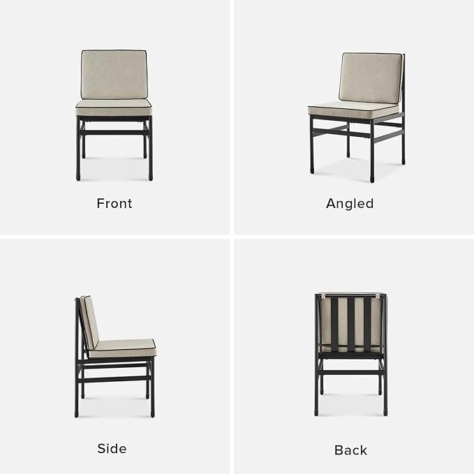 mopio Odelia Patio Chairs Set of 2, Outdoor Chair with Removable Cushions and Rust Free Metal Frame, Conversation Sets for Front Porch, Balcony, Apartments, Yard, Bistro (Dining Chair x4, Beige)