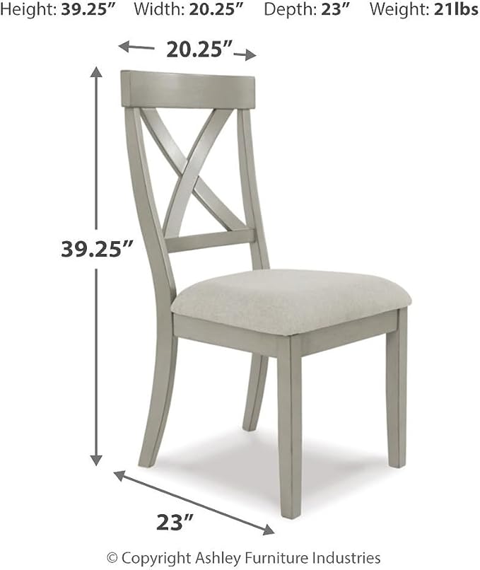 Signature Design by Ashley Parellen Modern Farmhouse Upholstered Dining Chair, Set of 2, Gray