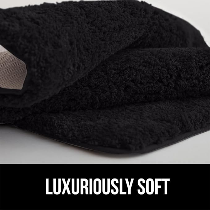 GORILLA GRIP Bathroom Rugs, 42x24, Ultra Soft Absorbent Mat, Thick Plush Bath Rug, Machine Washable, Microfiber Quick Dry, Mats for Shower, Bathtub and Floor, Home Decor Accessories, Black