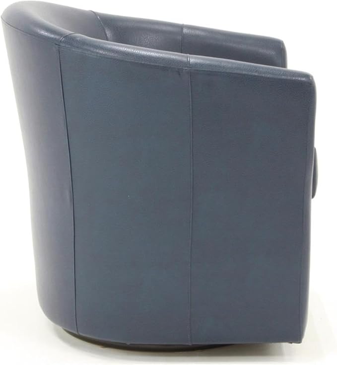 Pemberly Row 19" H Traditional Faux Leather Swivel Club Chair in Blue