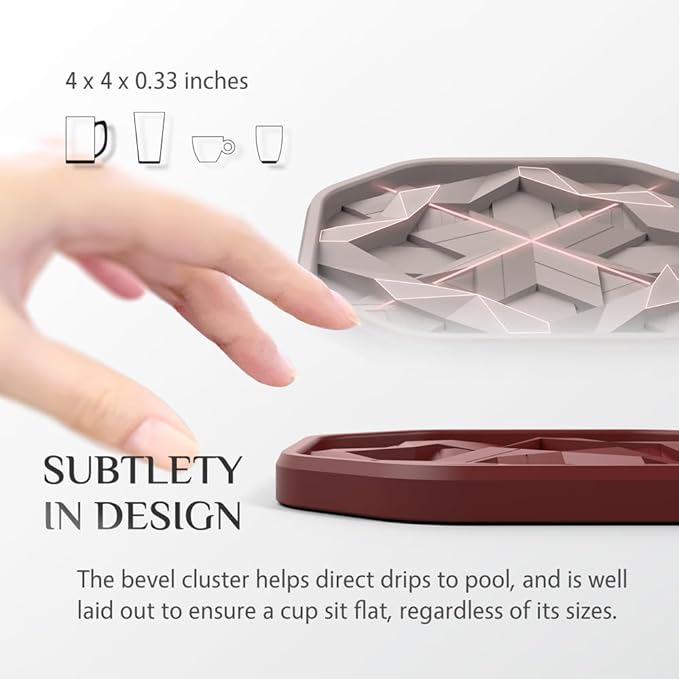 UMIRRO Silicone Cup Coasters for Drinks with Tailored Holder, Coffee Table Centerpiece, Modern Home Bar or Aesthetic Kitchen Essentials, Red House Decor Gifts, Set of 6, Burgundy and Blue