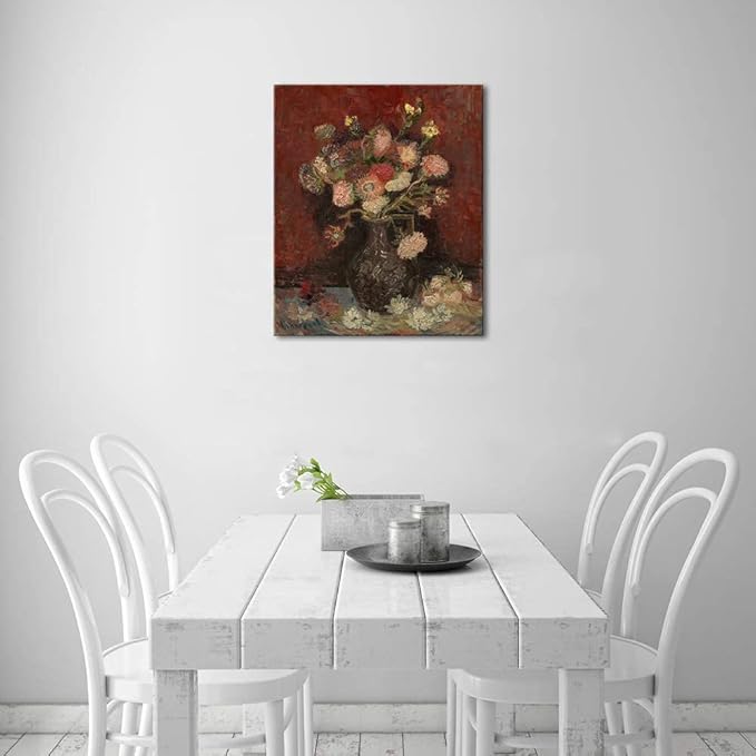 Wieco Art Vase with Chinese Asters and Gladioli Large Canvas Prints Wall Art by Van Gogh Famous Oil Paintings Reproduction Modern Abstract HD Flowers Artwork Pictures for Living Room Home