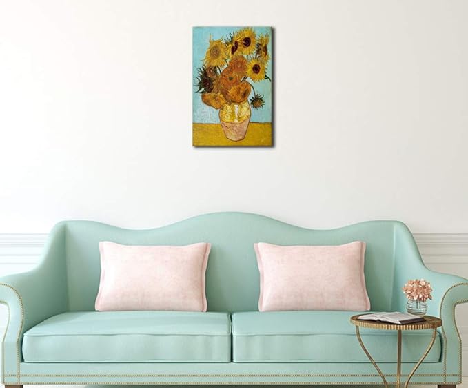 Wieco Art Sunflower by Vincent Van Gogh Oil Paintings Reproduction Large Modern Floral Giclee Canvas Prints Artwork Flowers Pictures on Canvas Wall Art for Bedroom Home Decorations L