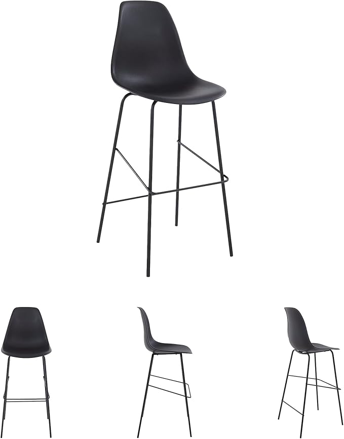 Signature Design by Ashley Forestead Modern Bar Height Bucket Barstool, 2 Count, Black