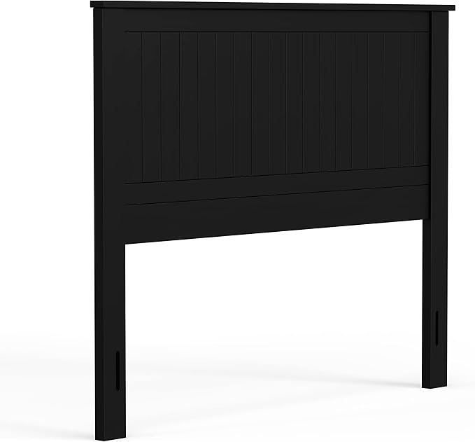 Glenwillow Home Wainscott Wood Panel Headboard in Black - Full Size